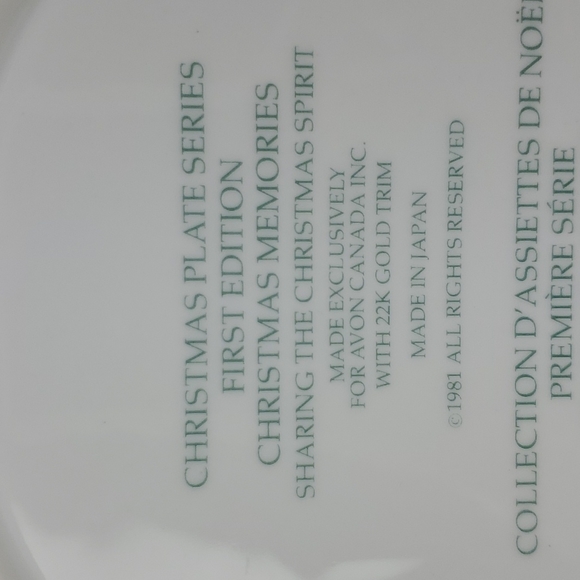 CHRISTMAS 1981 AVON Collector's Plate First Edition 9" - Picture 4 of 5